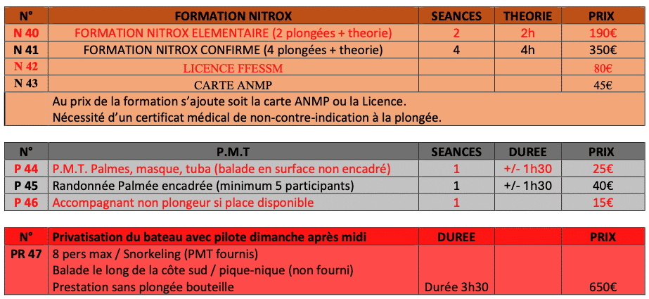 formation splongee nitrox et pmt en martinique